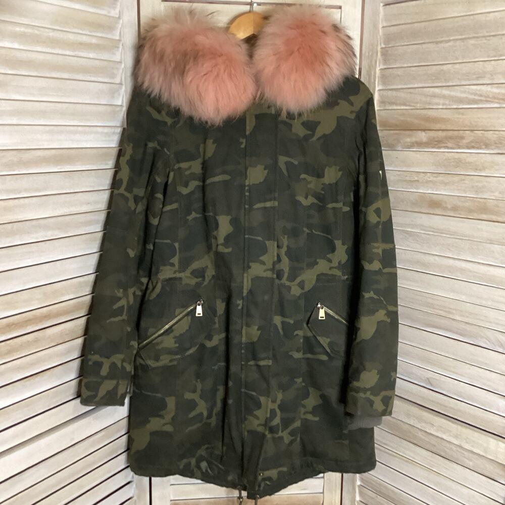 1 Madison Luxe Collection Camo Expedition Parka Pink Real Fur Hood S